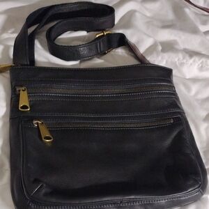 Fossil Black Explorer Crossbody Bag with Gold Hardware